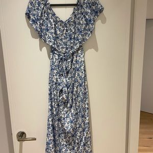 Rebecca Taylor Blue Floral Off Shoulder Dress